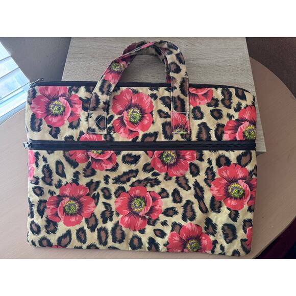 Handmade Cotton Tote Bag with Floral Leopard Print - Picture 1 of 5